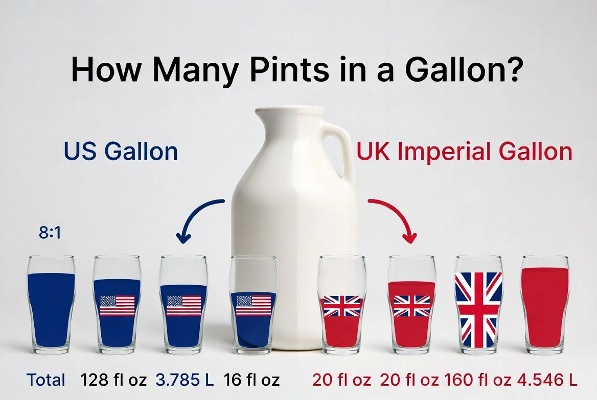 how many pints in a gallon